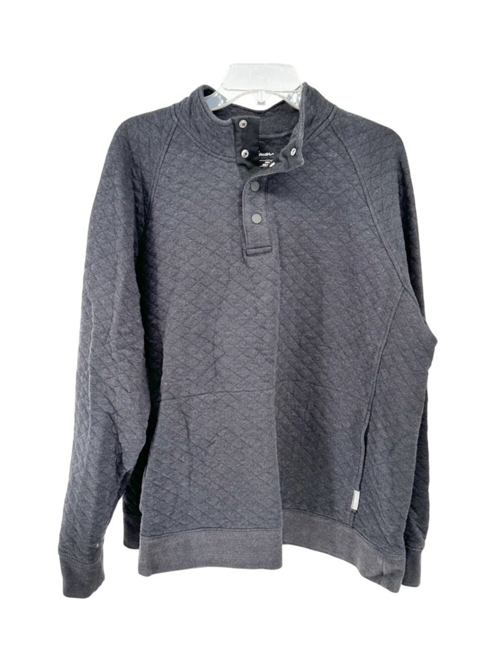 Eddie Bauer Mens XL Gray Quilted Pullover Sweatshirt With Snap Collar